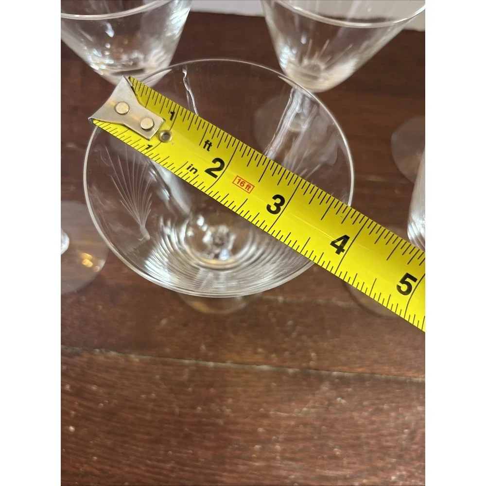 MCM Fostoria Glass Crystal Pine 10 oz Tall Water‎ Wine Goblet Glasses Set Of 6